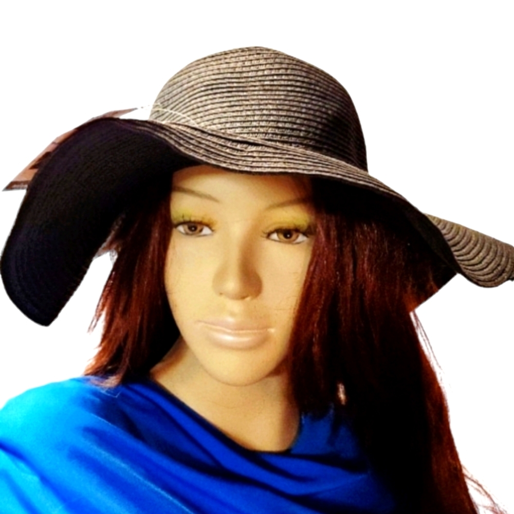 NWT black straw hat